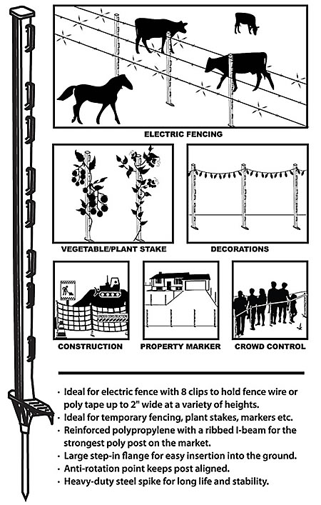 48/" Step In Posts Electric Fencing Box of 50 White