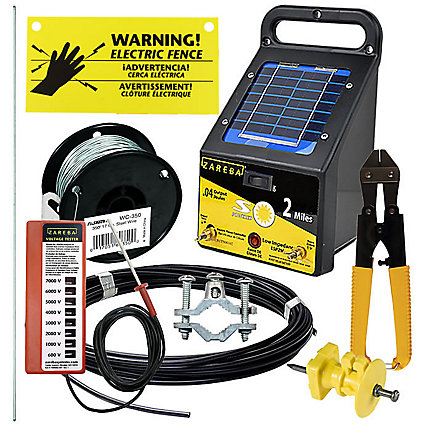 Deluxe Solar Garden Protection Kit For, Solar Powered Electric Fence Charger For Garden